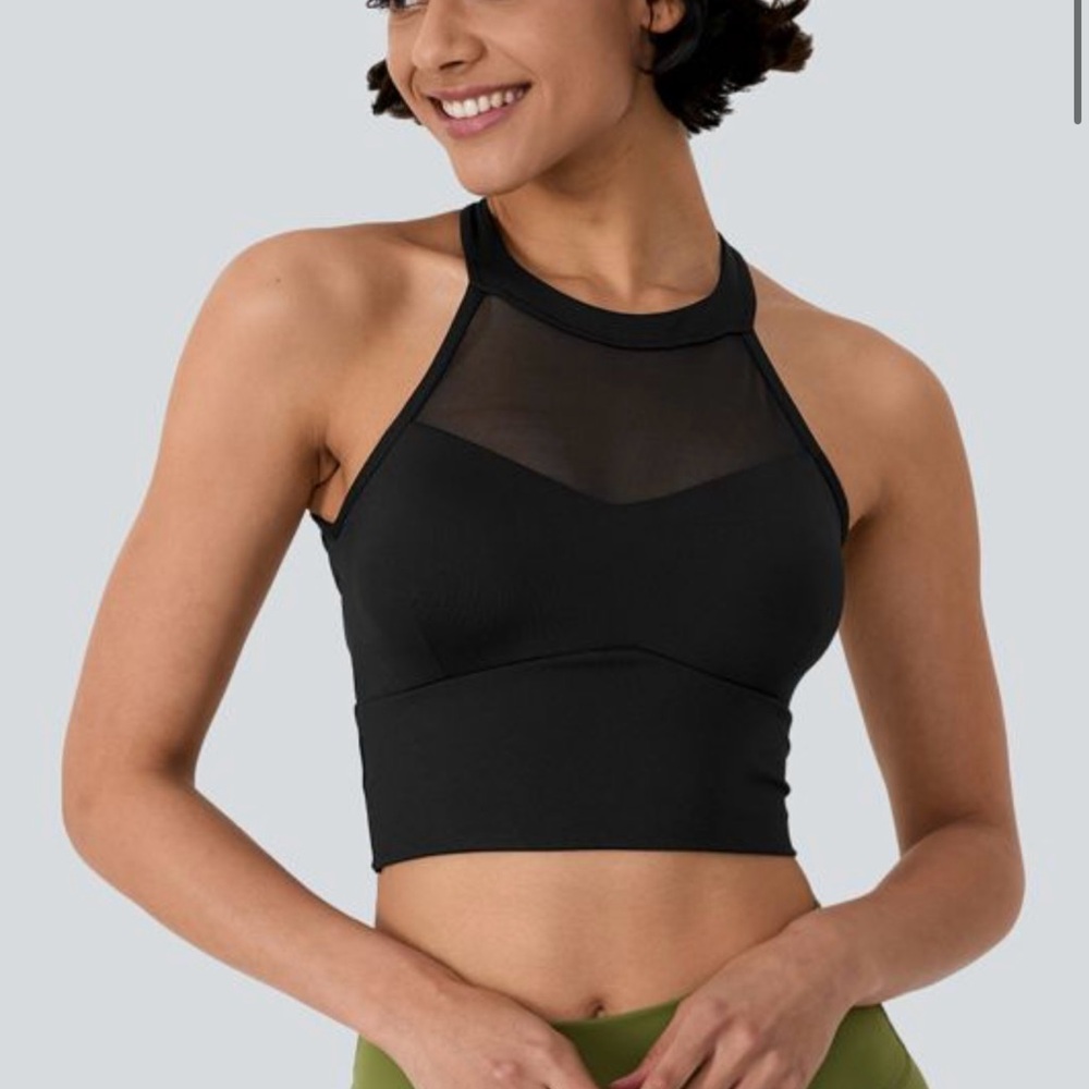 Halara SoftlyZero™ Airy Low Support Halter Neck Mesh Cool Touch Sports Bra